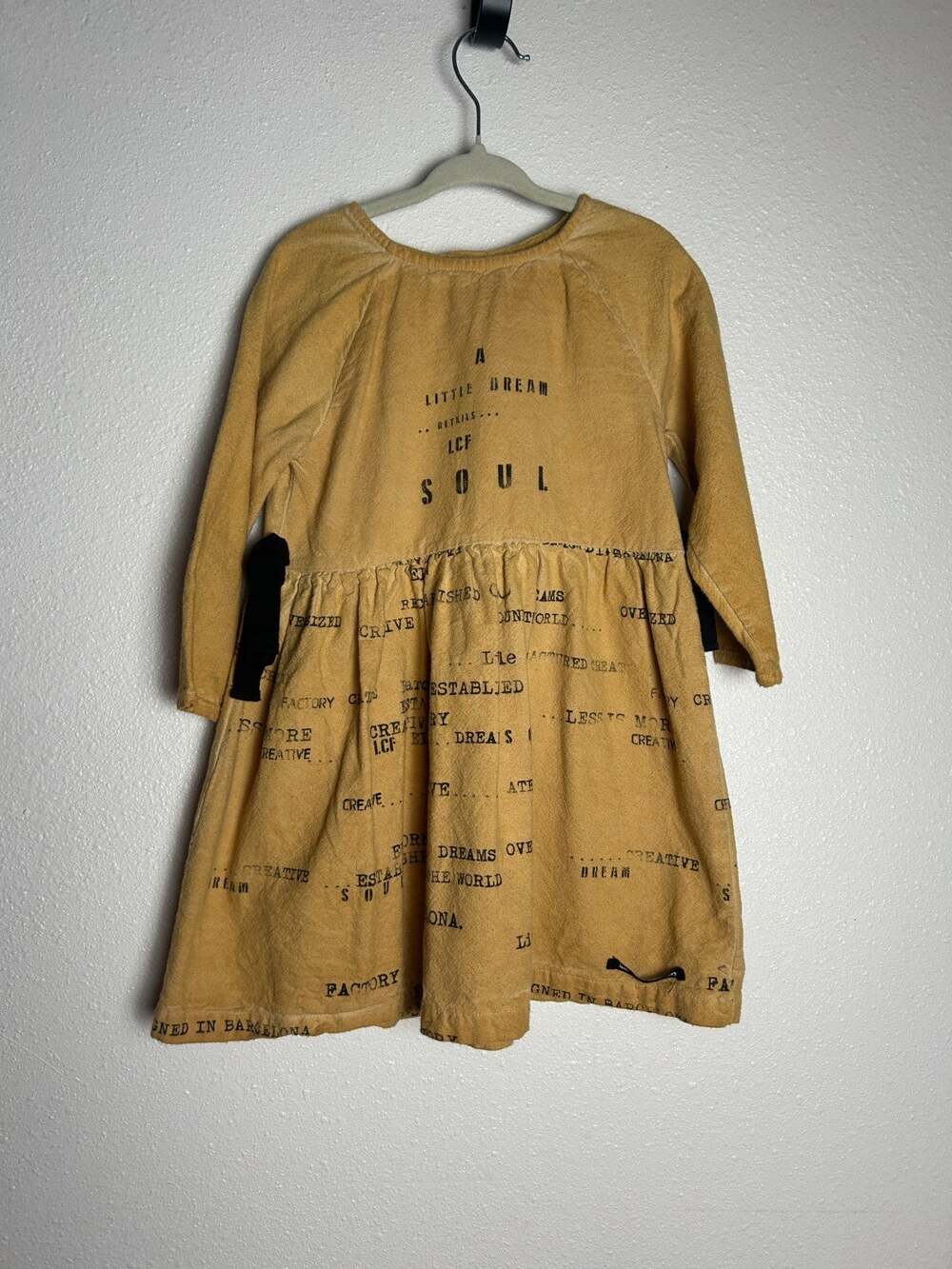 LITTLE CREATIVE FACTORY Cotton Yellow with Text Size 24 Months DRESS